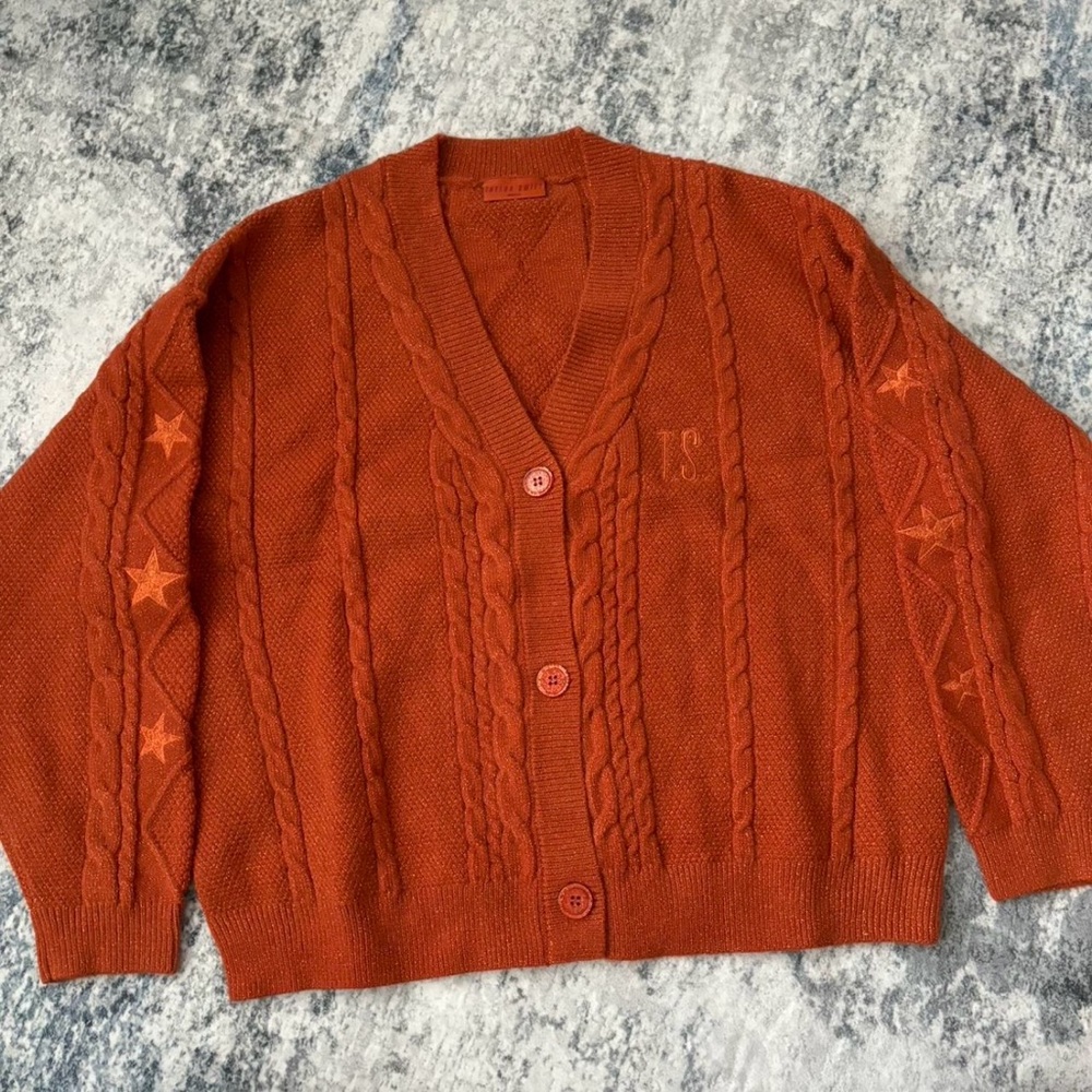 Taylor Swift The Life of a Showgirl Burnt Orange Knit Cardigan